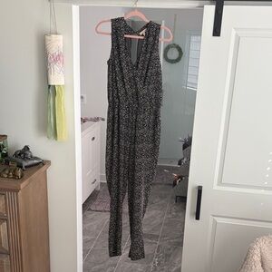 Rebecca Taylor Black and Gray Patterned Jumpsuit